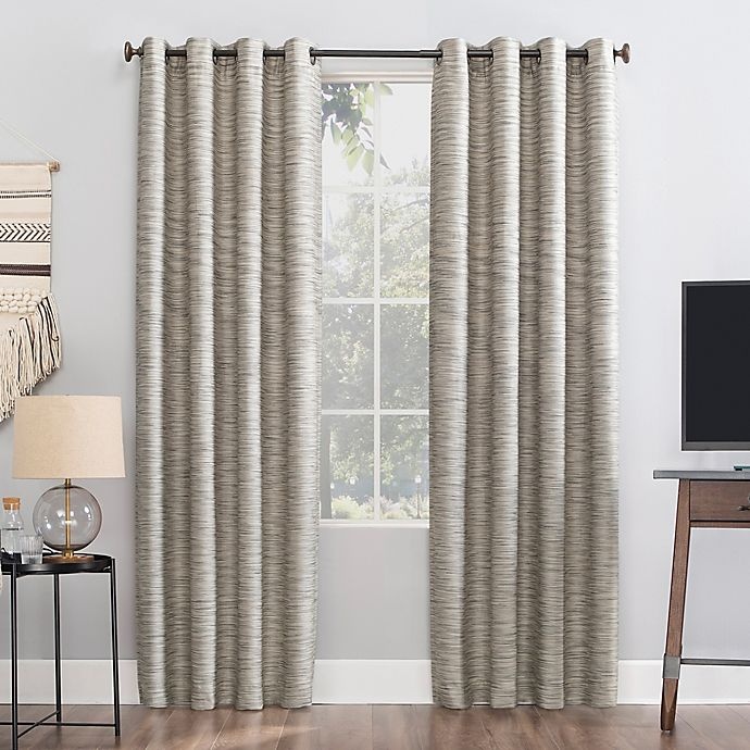 slide 1 of 9, Sun Zero Rhett Grommet Window Curtain Panel - Natural, 84 in