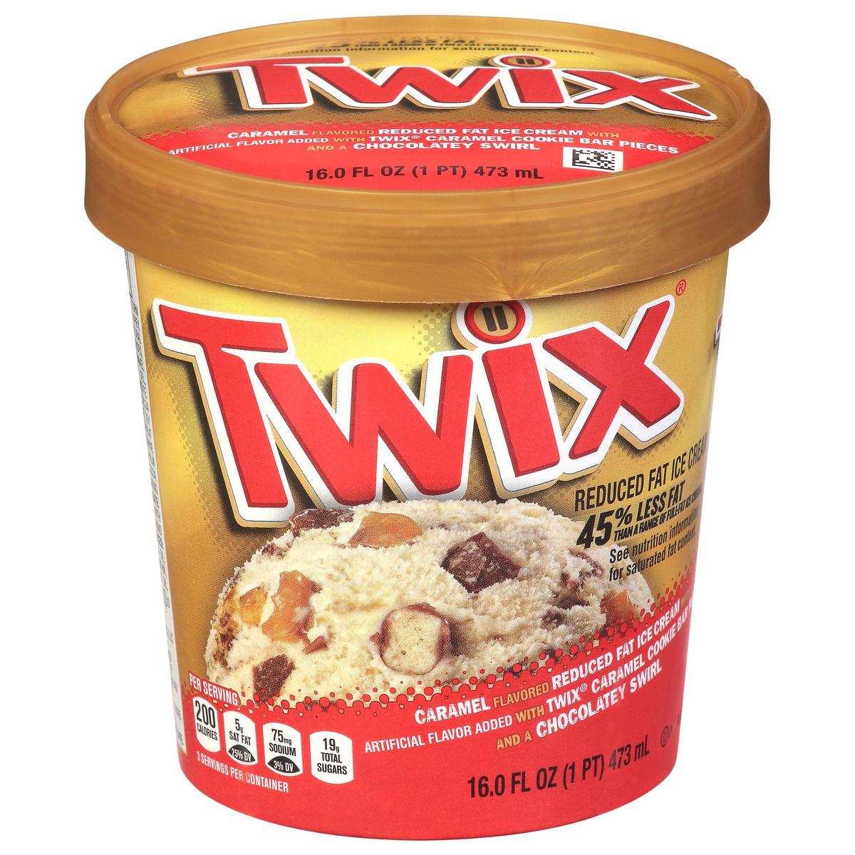 slide 1 of 1, TWIX Caramel Flavored Light Ice Cream, 16 fl oz