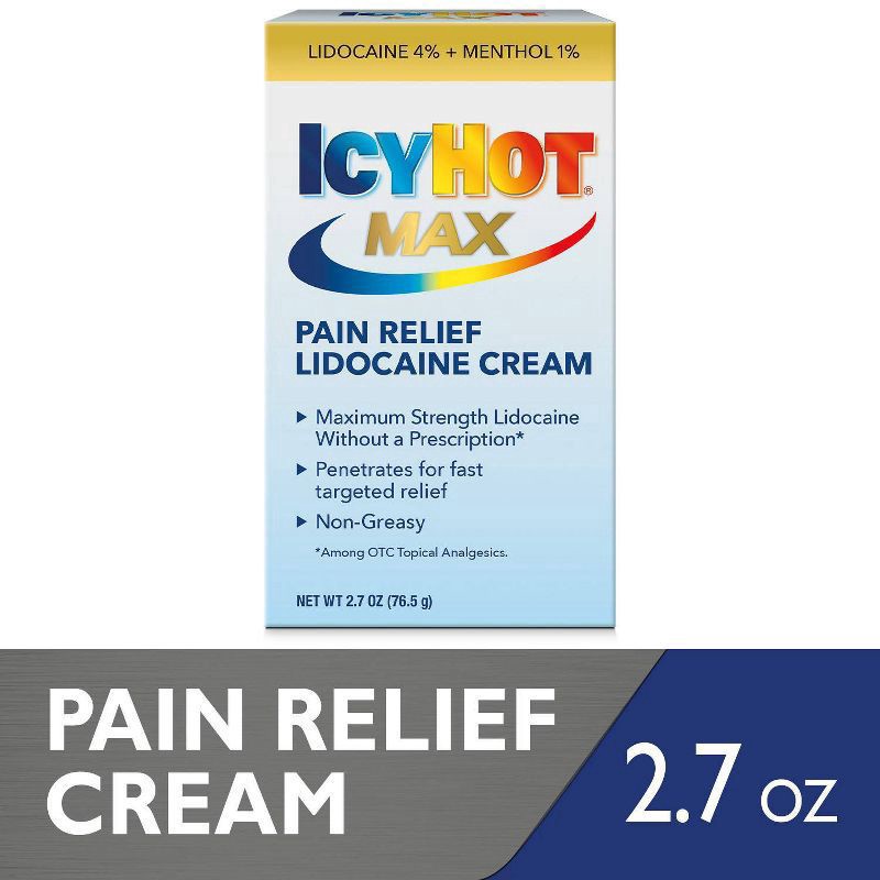 slide 1 of 5, Icy Hot Max Lidocaine Pain Relief Cream 2.7 oz, 2.7 oz