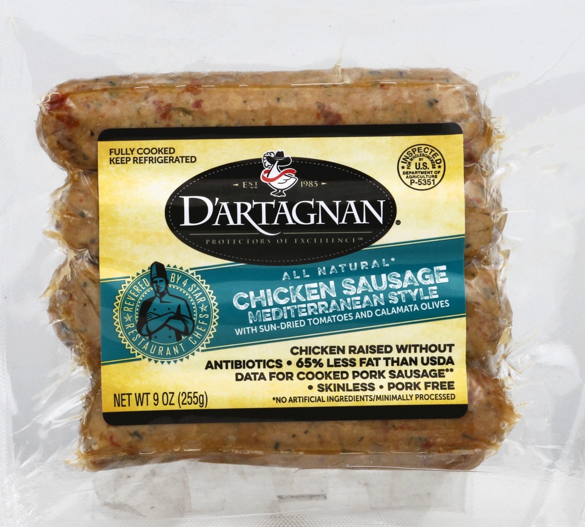 slide 1 of 8, D'Artagnan Mediterranean Style Chicken Sausage 9 oz, 9 oz