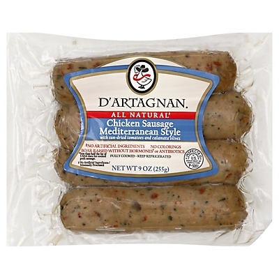 slide 1 of 1, D'Artagnan Mediterranean Style Chicken Sausage, 9 oz