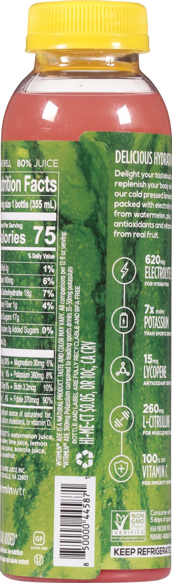 slide 12 of 13, WTRMLN WTR No Sugar Added Watermelon Limeade 12 fl oz, 12 fl oz