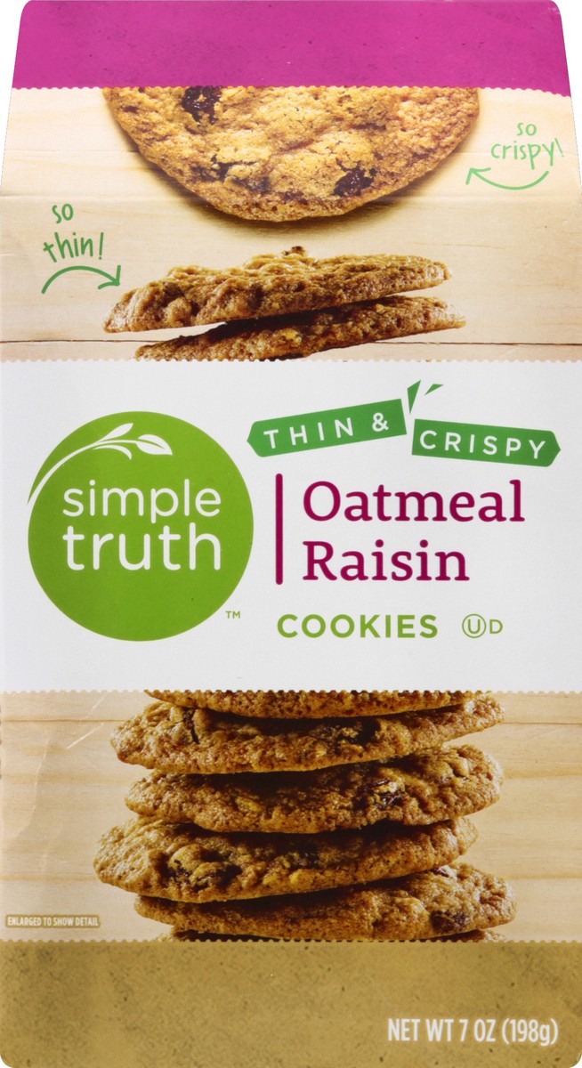 slide 2 of 4, Simple Truth Thin & Crispy Oatmeal Raisin Cookies, 7 oz