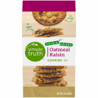 slide 1 of 4, Simple Truth Thin & Crispy Oatmeal Raisin Cookies, 7 oz