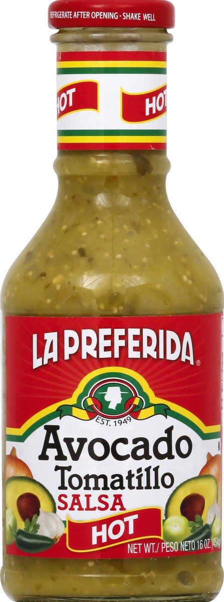 slide 5 of 6, La Preferida Tomatillo Avocado Hot Salsa, 16 oz