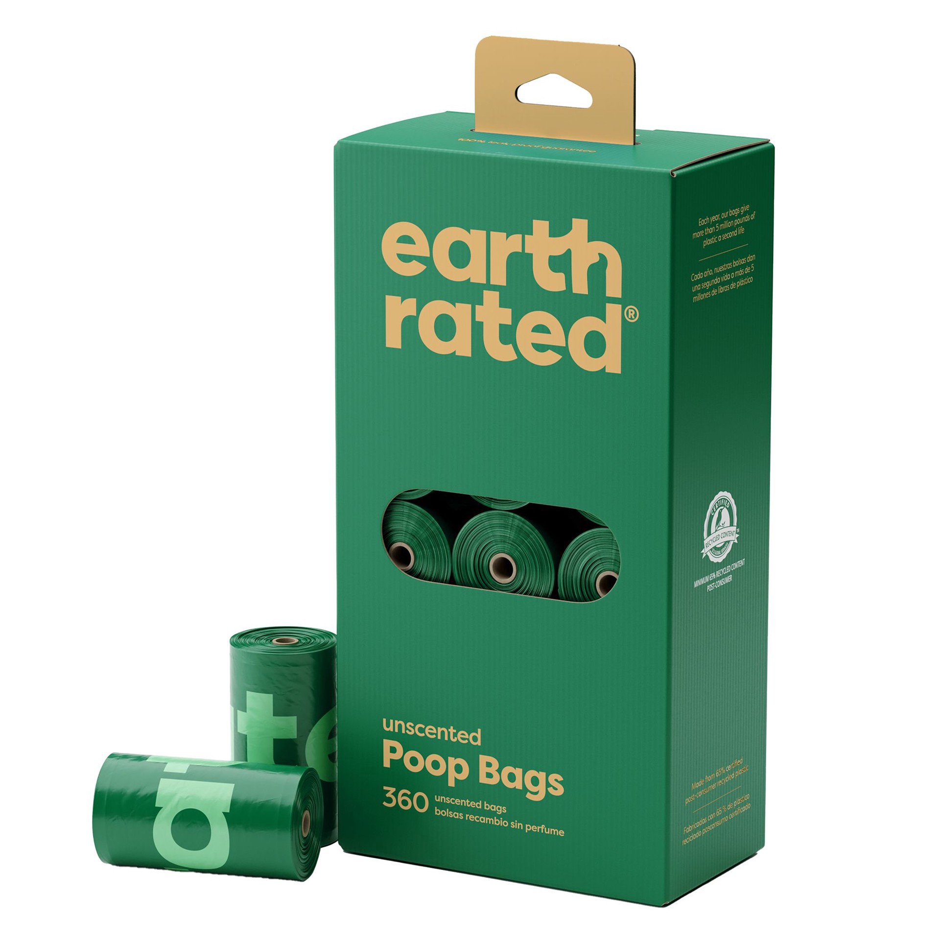 slide 1 of 1, Earth Rated Unscented Leakproof Dog Poop Bags, 360 Count on 18 Single Refill Rolls, 360 ct
