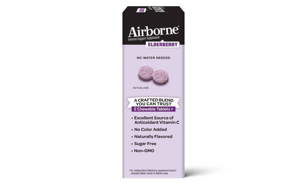 slide 5 of 5, Airborne Elderberry Extract Vitamin C Chewable Supplement Tablets, 32 ct