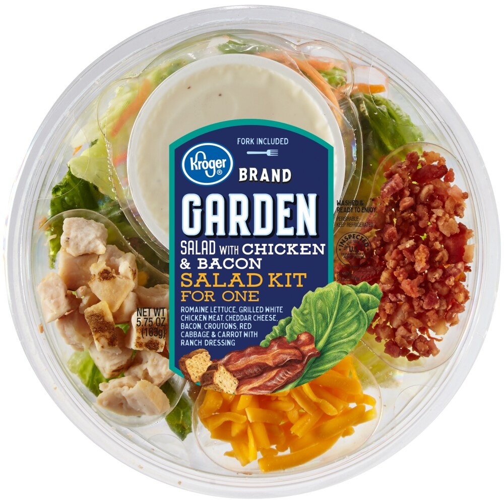 slide 1 of 1, Kroger Garden Salad With Chicken & Bacon Salad Kit For One, 5.75 oz