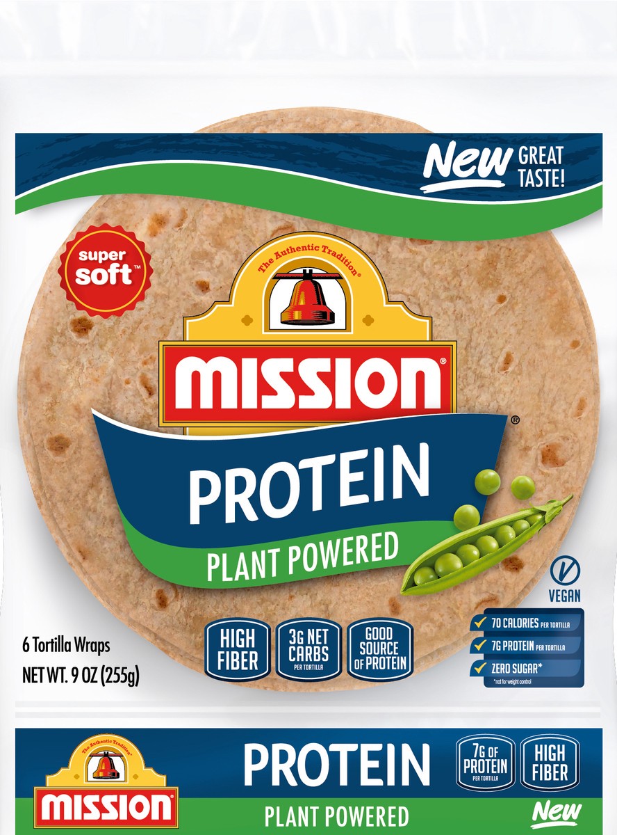 slide 3 of 3, Mission Plant Powered Protein Tortilla Wraps, 9 oz