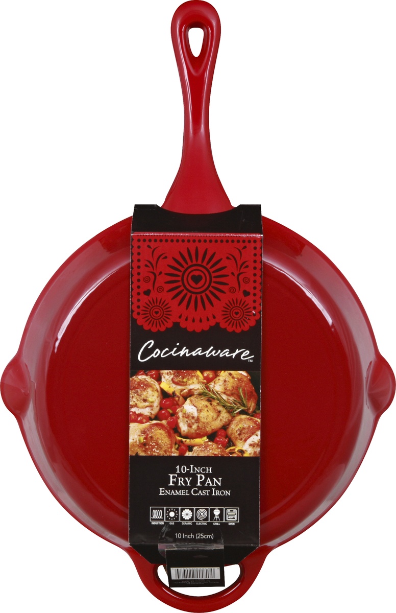 Cocinaware Red Enamel Cast Iron Fry Pan