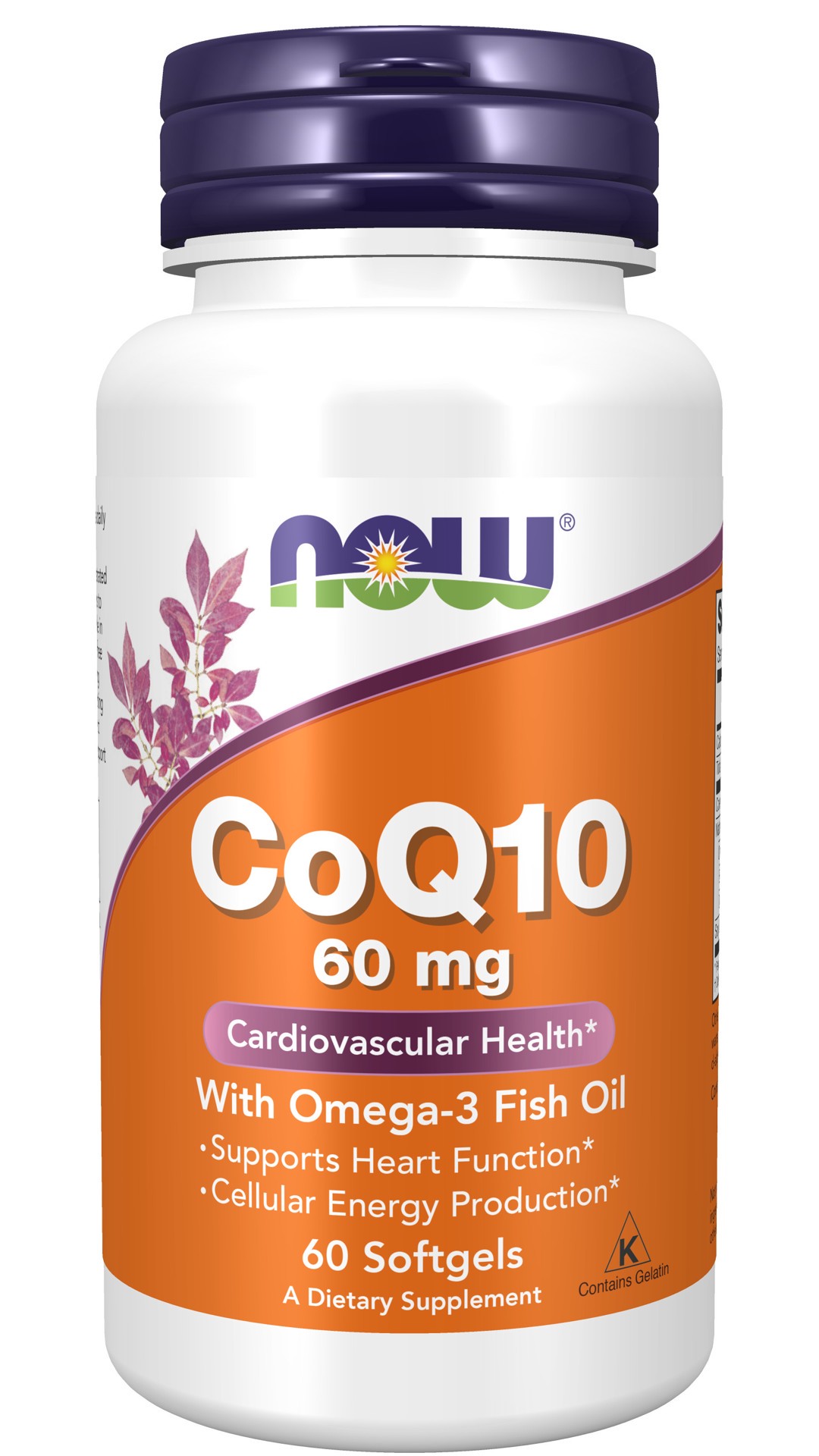 slide 1 of 2, NOW CoQ10 60 mg with Omega 3 Fish Oil - 60 Softgels, 60 ct