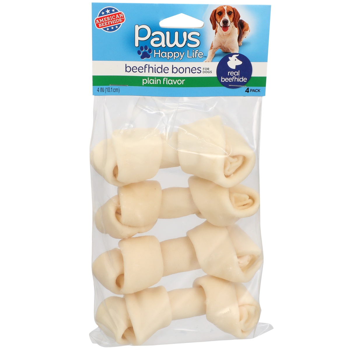 slide 1 of 1, Paws Happy Life Paws Dog Treats Rawhide Bones, 4 ct