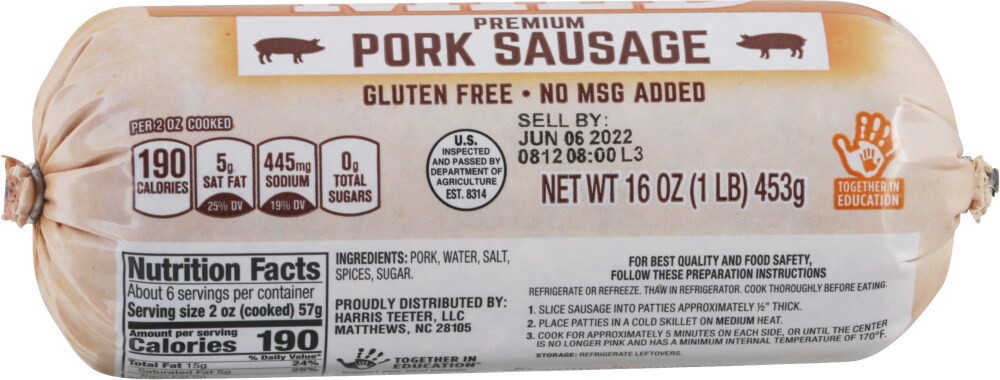slide 3 of 3, Harris Teeter Mild Roll Sausage, 1 ct