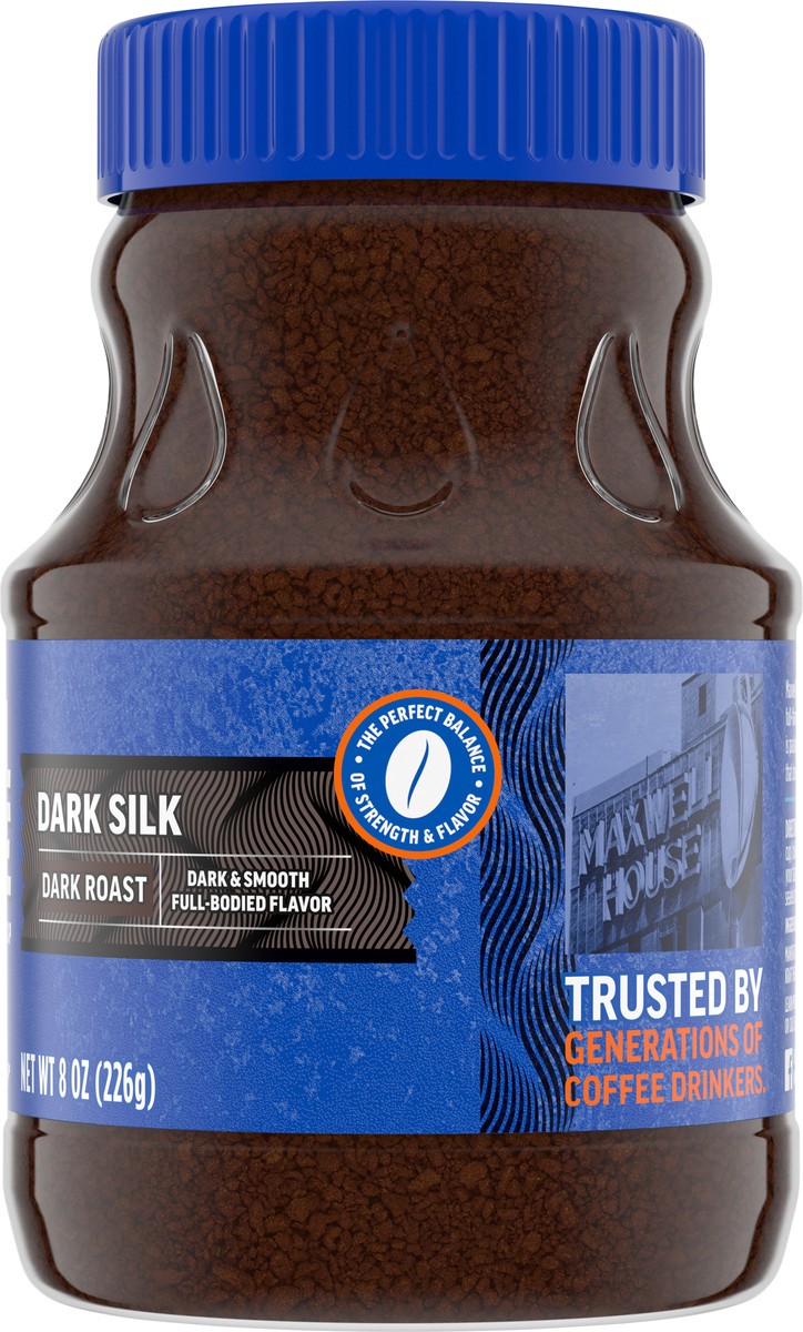 slide 5 of 9, Maxwell House Dark Silk Dark Roast Instant Coffee, 8 oz Jar, 8 oz