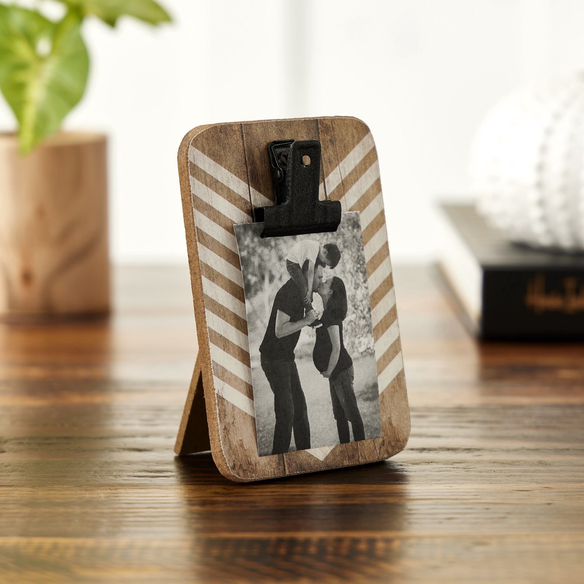 slide 3 of 3, White & Natural Chevron Mini Clip Frame By Studio Decor, 2 in x 3 in