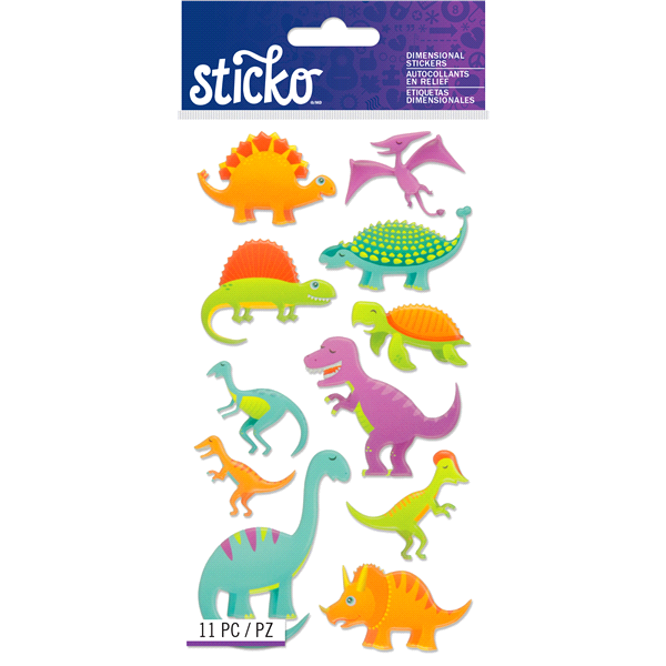 slide 1 of 1, Sticko Stickers Dinosaurs, 11 ct