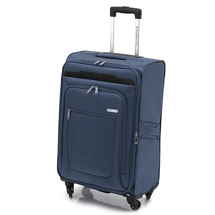 slide 1 of 8, Traveler's Club Luggage Traveler's Club Voyager II Spinner Checked Luggage - Navy, 24 in