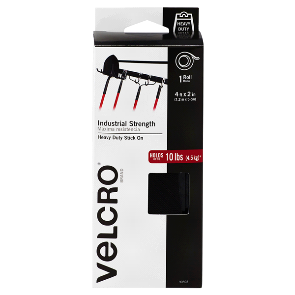 slide 1 of 1, VELCRO Brand Industrial Strength Tape - Black , 2 ct