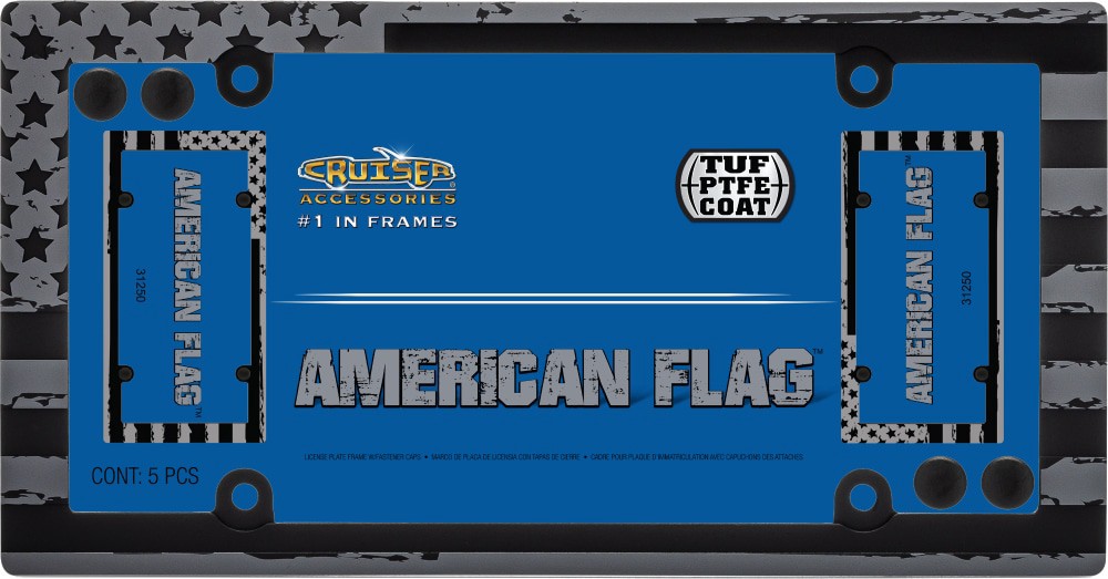 slide 1 of 1, Cruiser Accessories American Flag License Plate Frame - Matte Black, 5 ct