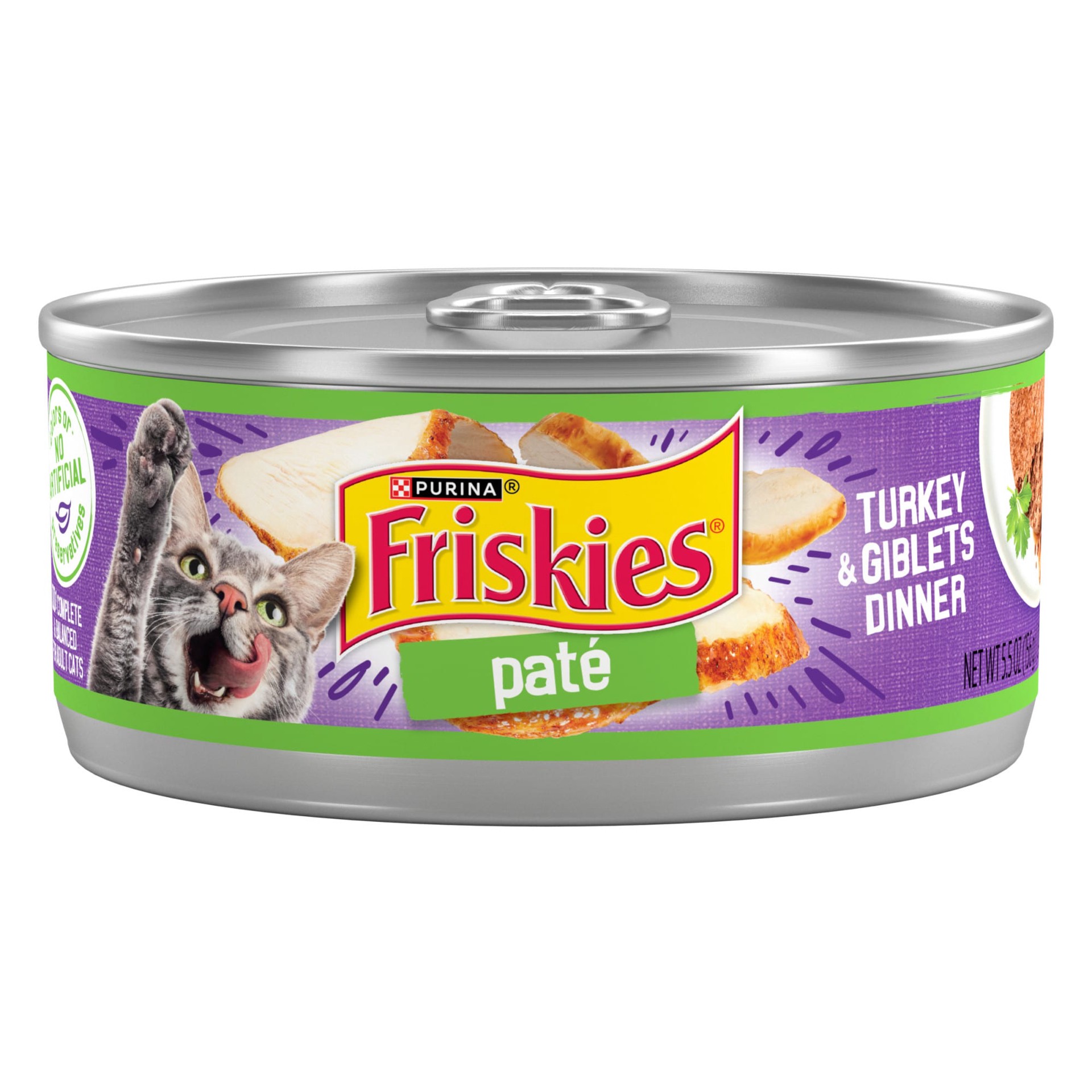 slide 1 of 7, Friskies Purina Friskies Pate Wet Cat Food, Turkey & Giblets Dinner, 5.5 oz