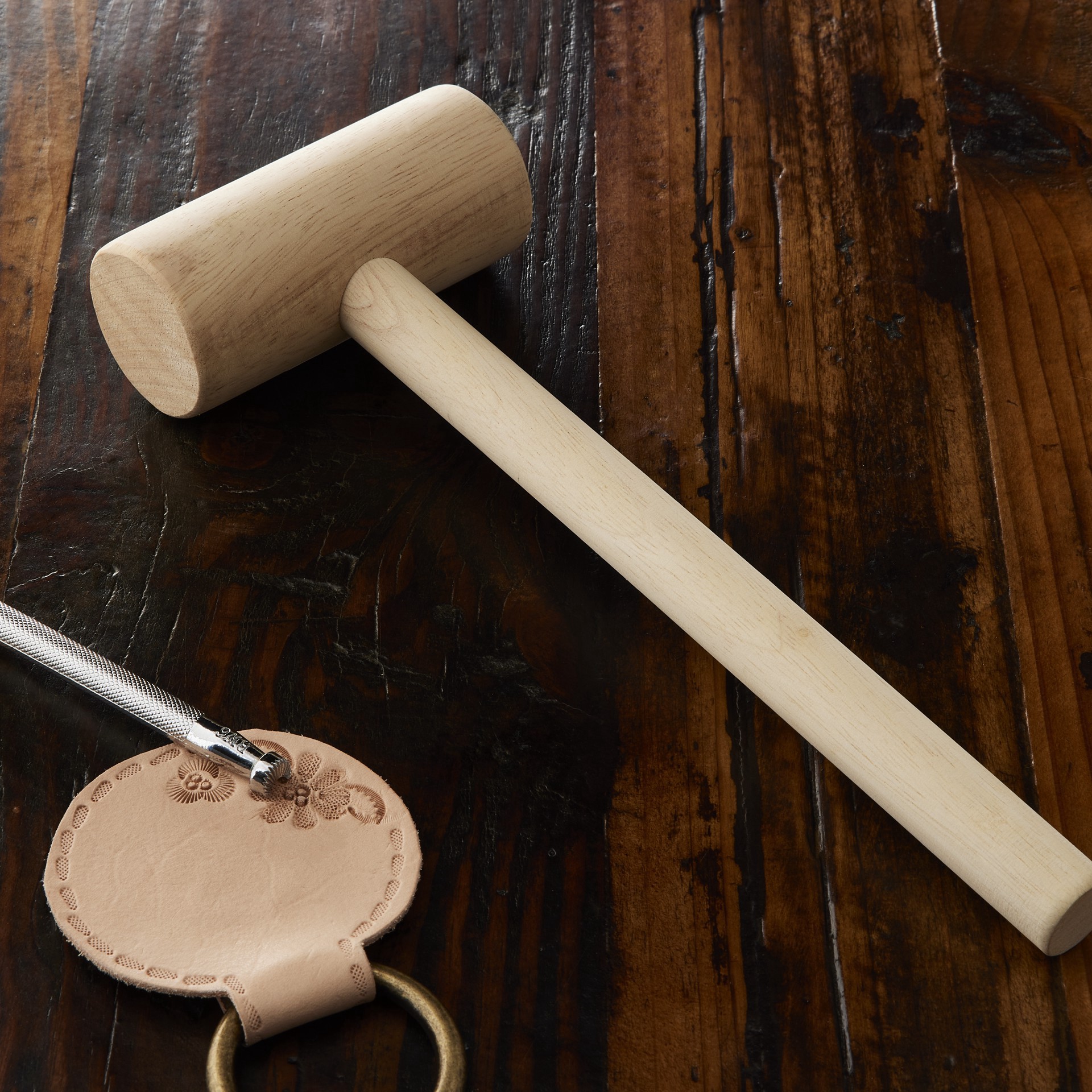 slide 2 of 2, Wood Leathercraft Mallet By Make Market, 3.9 in x 1.7 in x 10.8 in