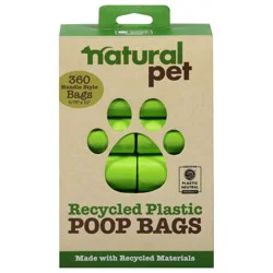 Natural Pet Recycled Plastic Poop Bags - 360 ea