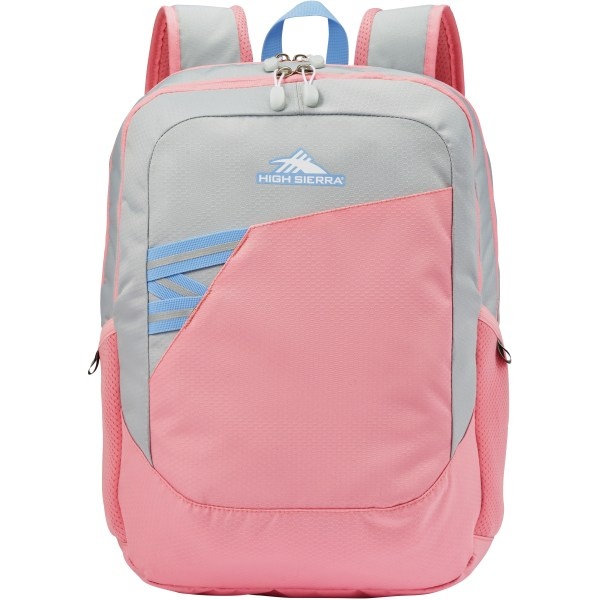 slide 1 of 9, High Sierra Outburst Backpack With 15.6'' Laptop Pocket, Silver/Bubble Gum Pink, 1 ct