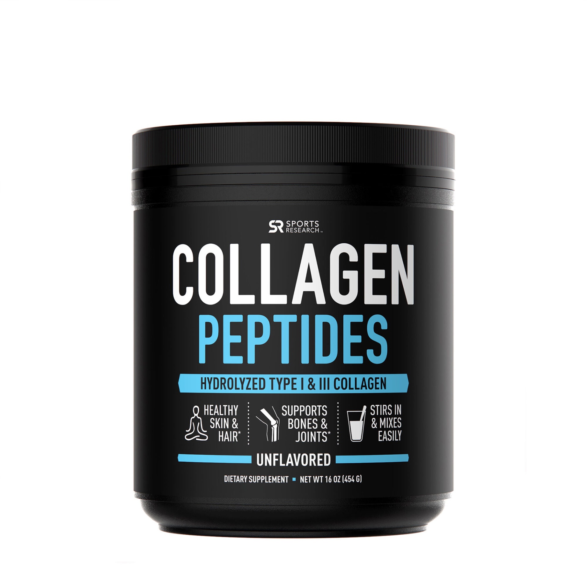 slide 1 of 1, Sports Research Collagen Peptides - Unflavored, 16 oz