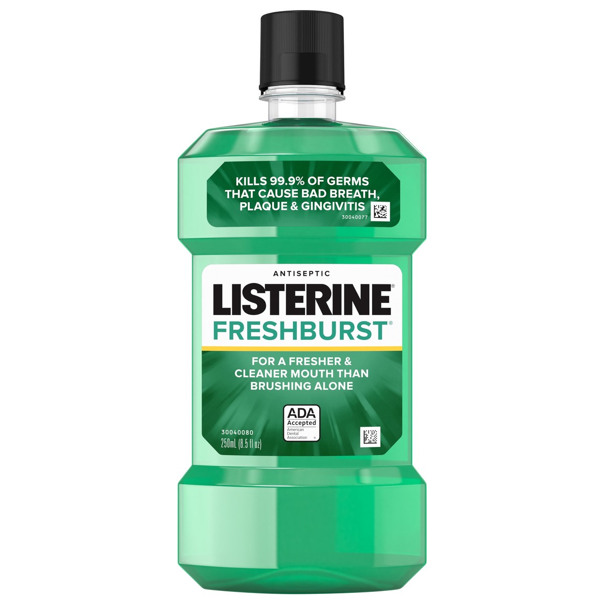 slide 1 of 7, Listerine Freshburst Antiseptic Mouthwash for Bad Breath, Kills 99% of Germs that Cause Bad Breath & Fight Plaque & Gingivitis, ADA Accepted Mouthwash, Spearmint, 250 ml
