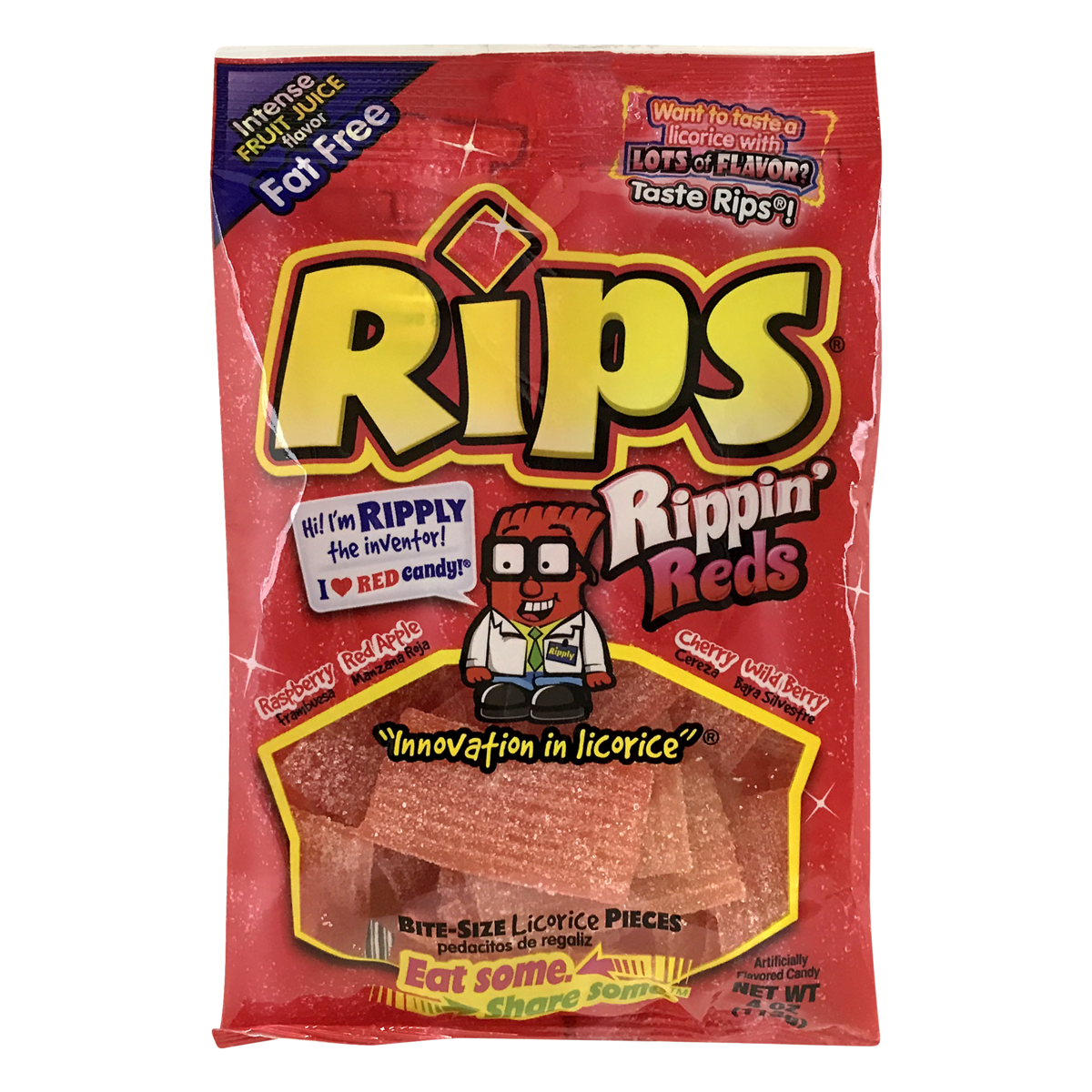 slide 1 of 1, Rips Rippin' Reds Bite-Size Licorice Pieces, 4 oz