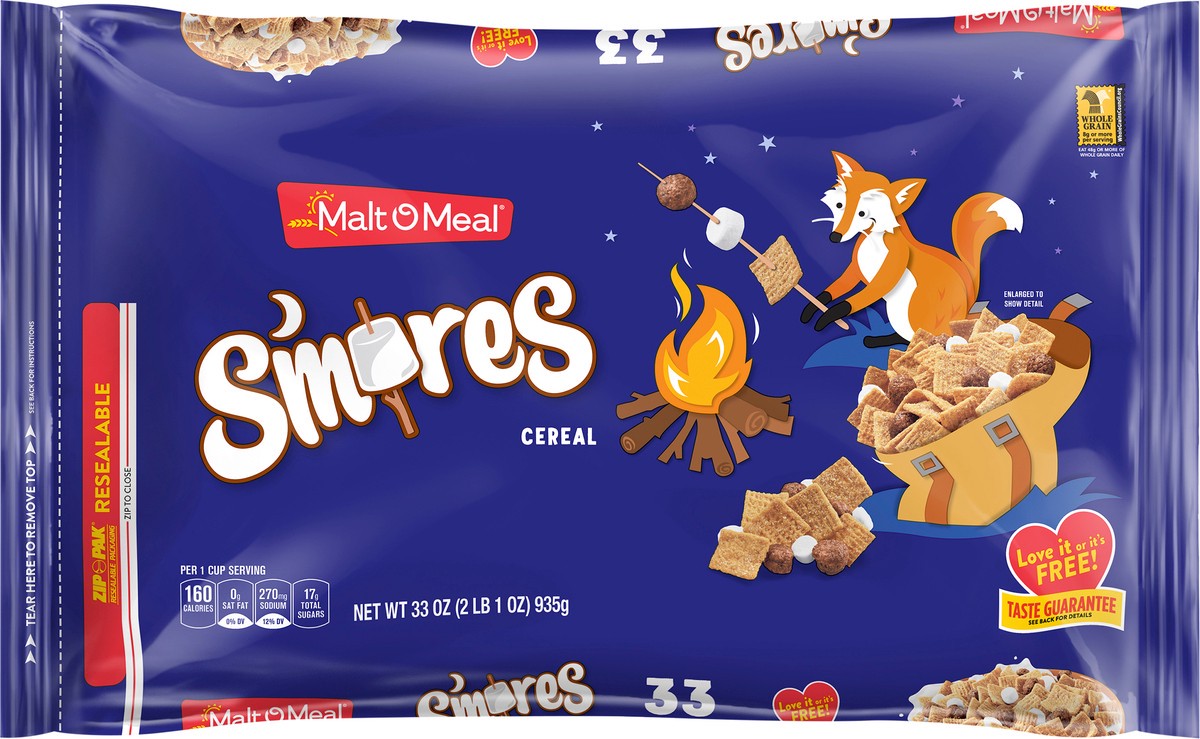 slide 4 of 7, Malt-O-Meal S'mores Breakfast Cereal, Smores Cereal, 33 OZ Bag, 33 oz