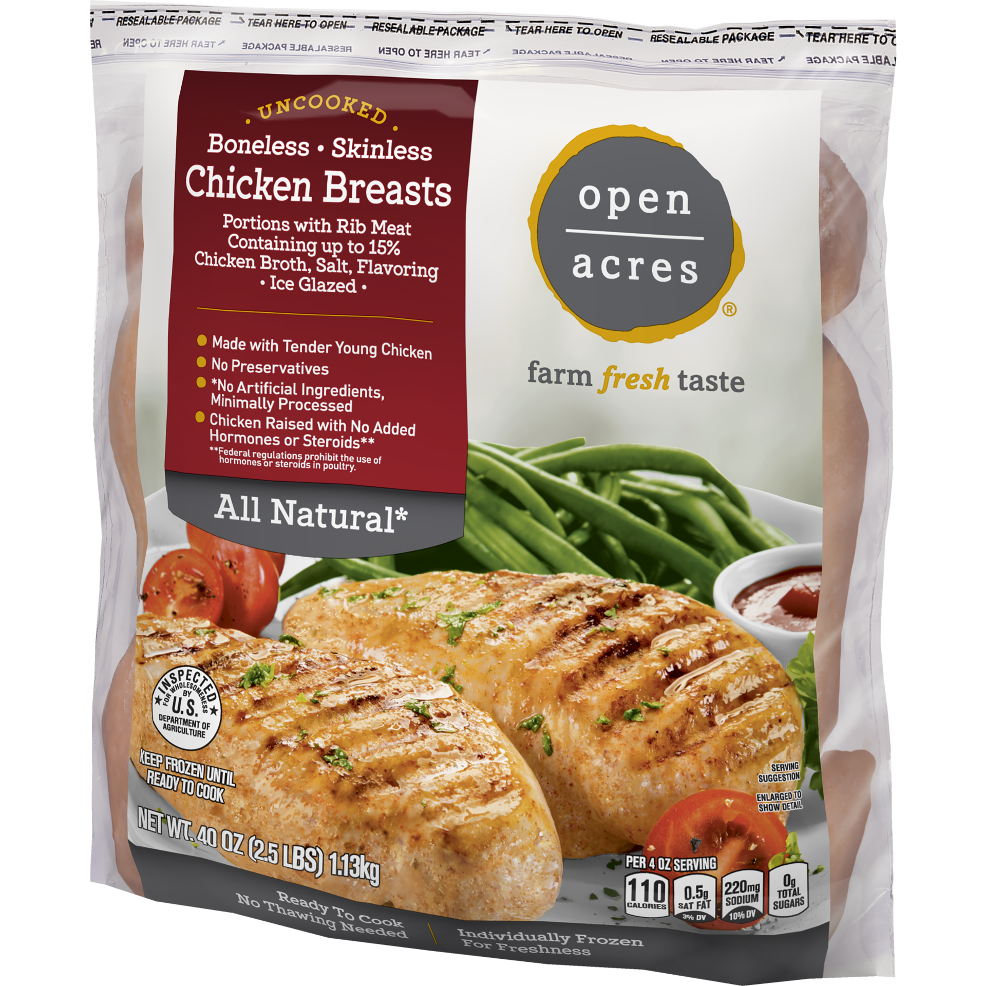 slide 4 of 4, SPARTAN Uncooked, Boneless, Skinless, Chicken Breast Portions with Rib Meat, Ice Glazed, 2.5 lb