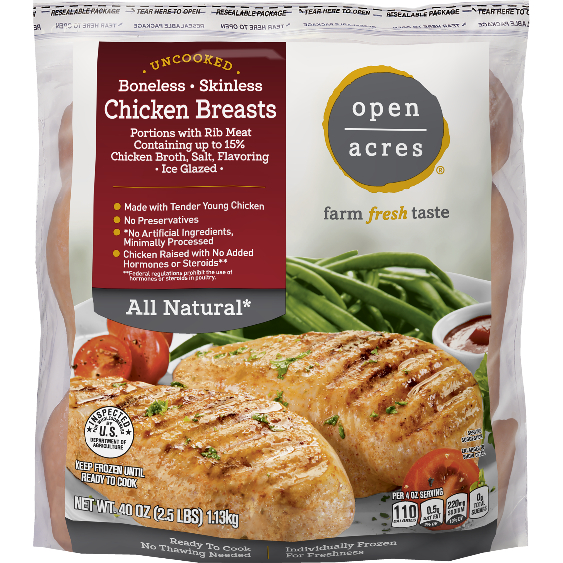 slide 1 of 4, SPARTAN Uncooked, Boneless, Skinless, Chicken Breast Portions with Rib Meat, Ice Glazed, 2.5 lb