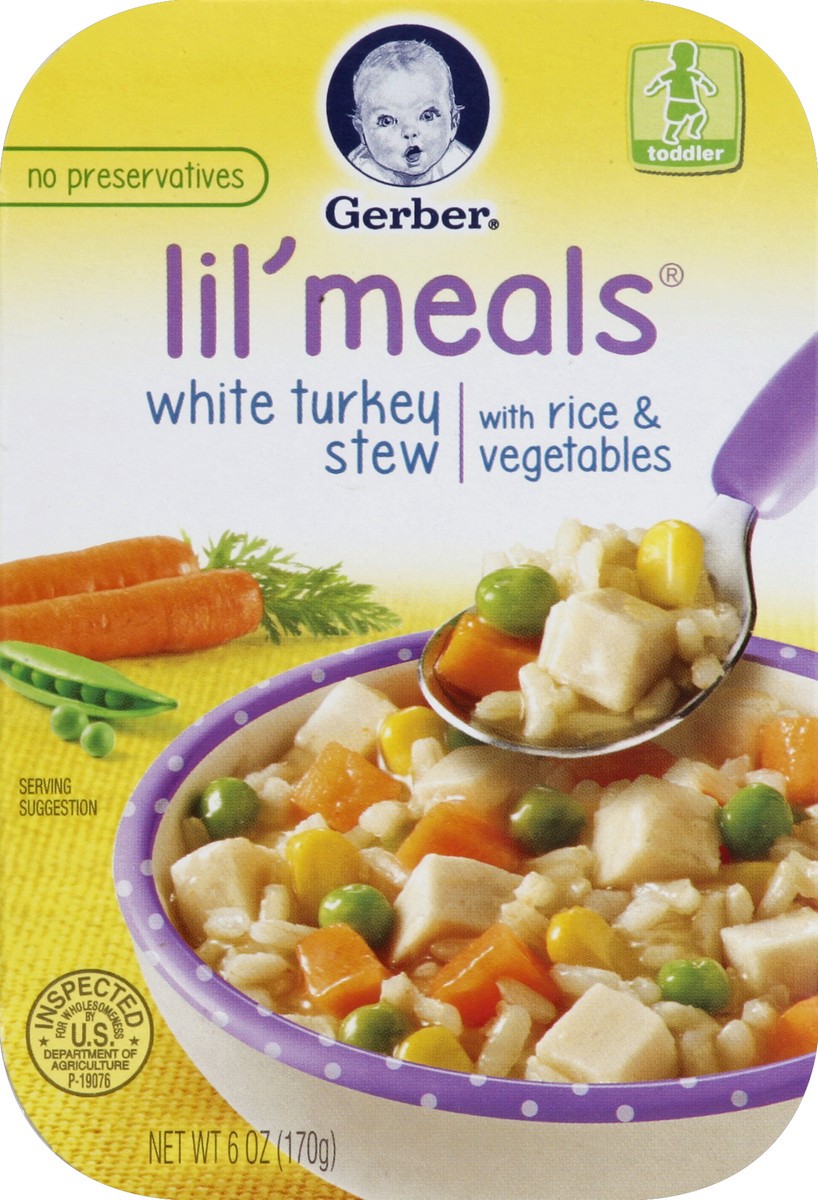 slide 4 of 4, Gerber Graduates Lil Meals White Turkey Stew With Rice & Vegetables, 6 oz