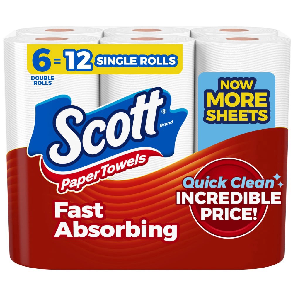 slide 6 of 6, Scott Choose-A-Sheet Paper Towels Double Rolls, 6 ct