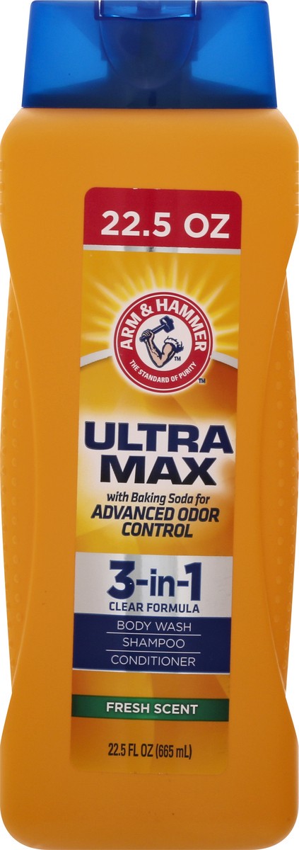 slide 1 of 12, ARM & HAMMER Ultra Max 3-in-1 Fresh Scent Body Wash/Shampoo/Conditioner 22.5 oz, 22.5 oz