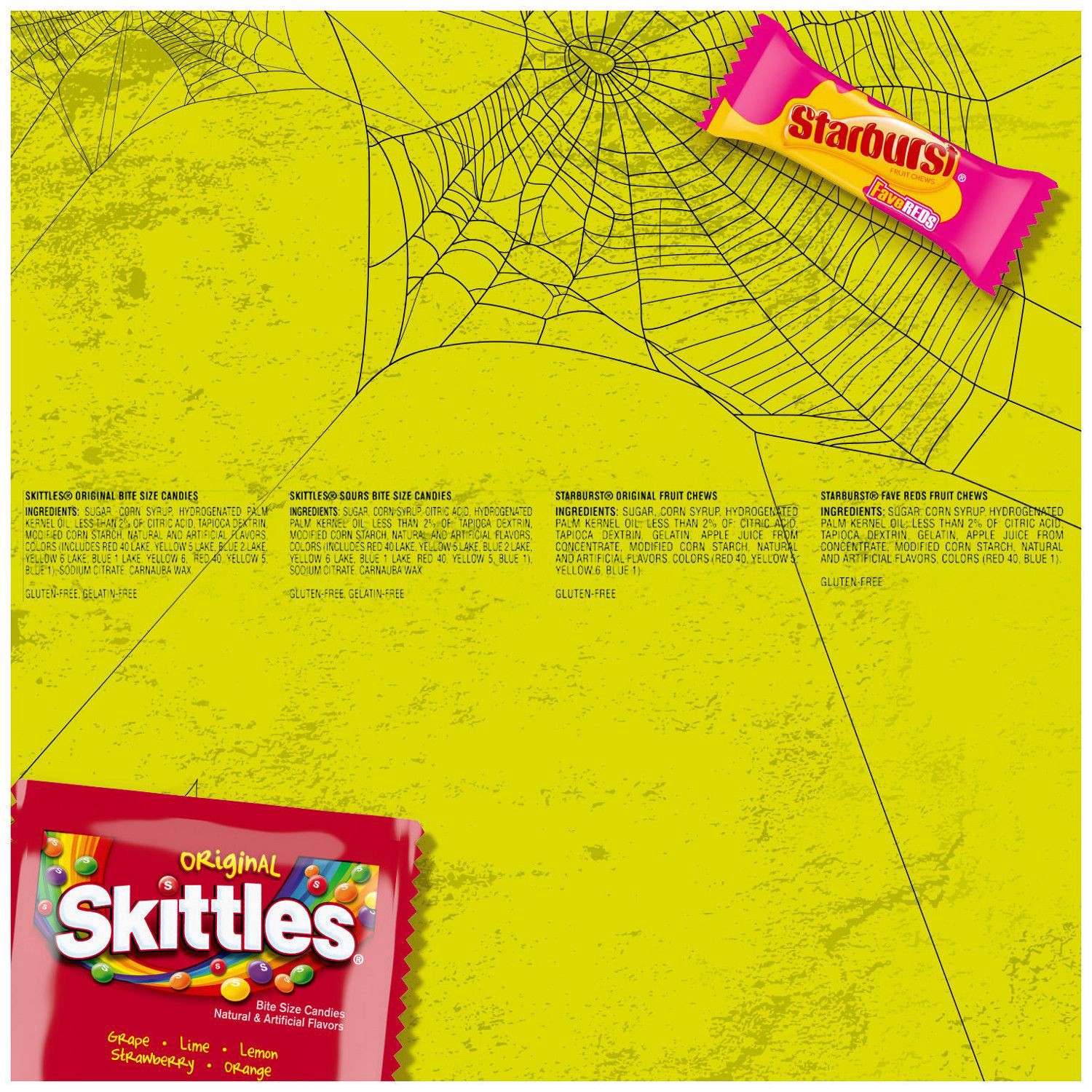 slide 5 of 7, Wrigley SKITTLES & STARBURST Fun Size Chewy Halloween Candy Variety Pack, 50 Ct Bulk Bag, 20.13 oz