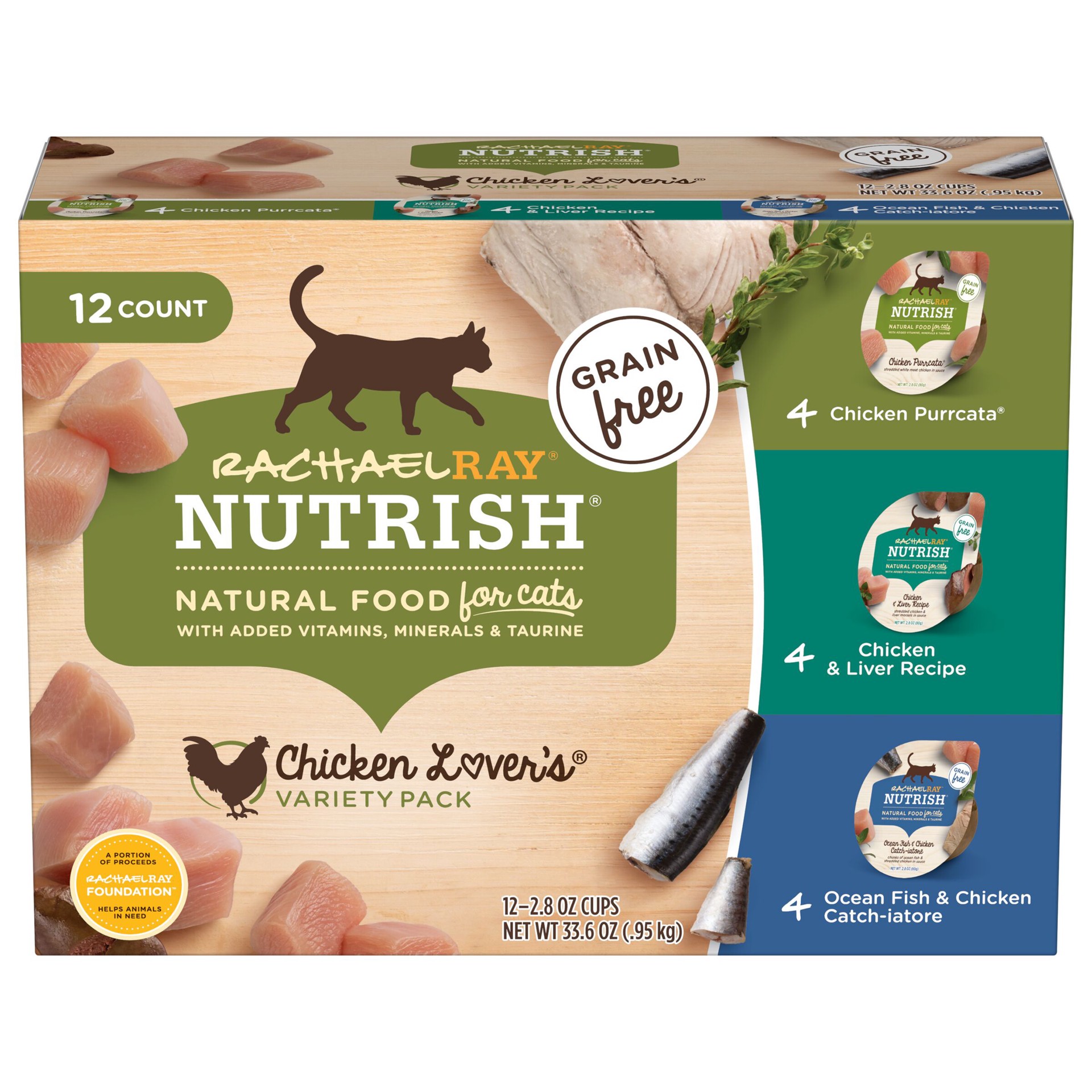 slide 1 of 1, Rachael Ray Nutrish Chicken Lover's Variety Pack Wet Cat Food, 2.8 oz. Cup, 12 Count, 12 ct; 2.8 oz