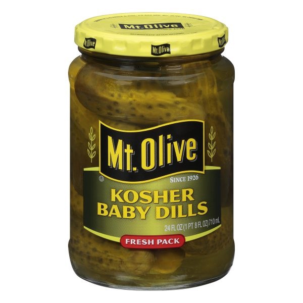 slide 1 of 6, Mt. Olive Kosher Baby Dills, 24 oz