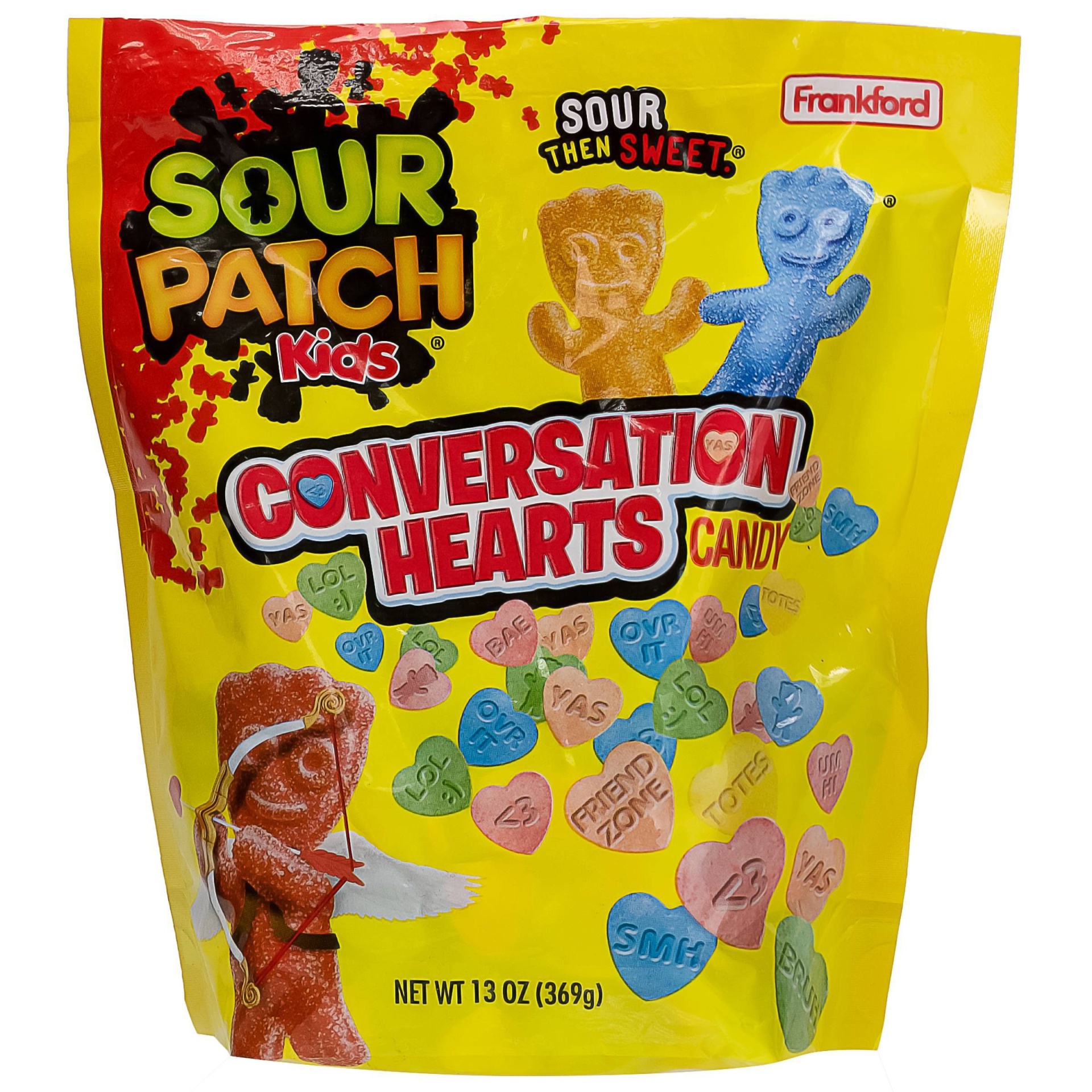 slide 1 of 1, Sour Patch Kids Valentine's Conversation Hearts, 13 oz