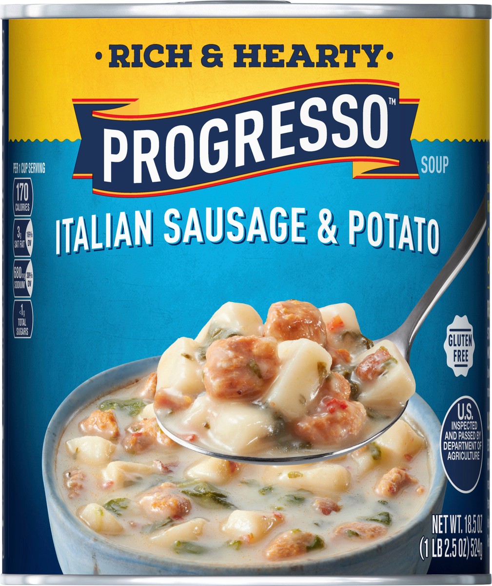 slide 9 of 9, Progresso Rich & Hearty, Italian Sausage & Potato Canned Soup, Gluten Free, 18.5 oz., 18.50 oz