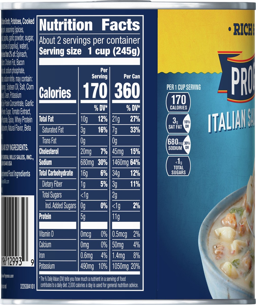 slide 7 of 9, Progresso Rich & Hearty, Italian Sausage & Potato Canned Soup, Gluten Free, 18.5 oz., 18.50 oz