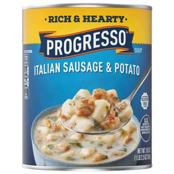 Progresso Rich and Hearty, Italian Sausage and Potato Canned Soup, Gluten Free, 18.5 oz
