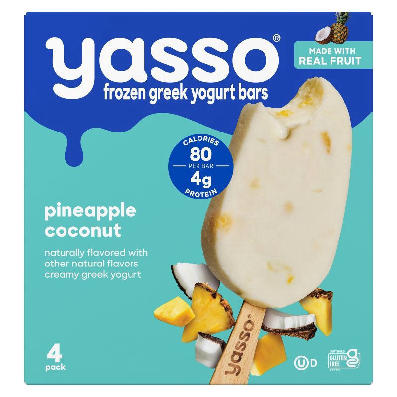 slide 6 of 9, Yasso Frozen Greek Yogurt Creamy Pineapple Coconut Bars - 14 fl oz/4ct, 14 fl oz, 4 ct