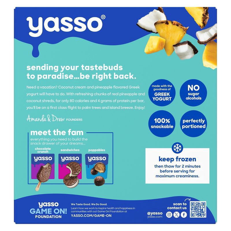 slide 3 of 9, Yasso Frozen Greek Yogurt Creamy Pineapple Coconut Bars - 14 fl oz/4ct, 14 fl oz, 4 ct