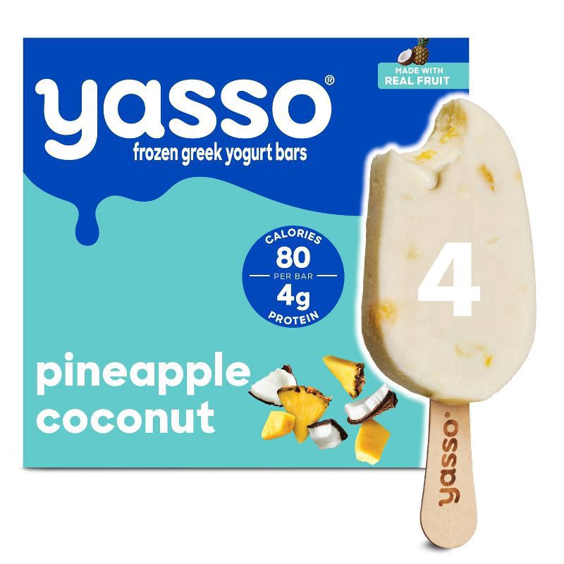 slide 1 of 9, Yasso Frozen Greek Yogurt Creamy Pineapple Coconut Bars - 14 fl oz/4ct, 14 fl oz, 4 ct