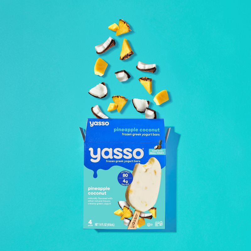 slide 5 of 9, Yasso Frozen Greek Yogurt Creamy Pineapple Coconut Bars - 14 fl oz/4ct, 14 fl oz, 4 ct