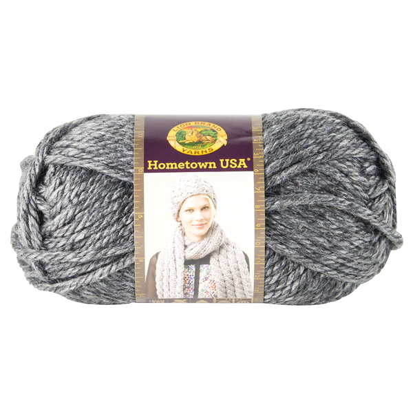 slide 1 of 5, Lion Brand Yarn Hometown USA 135-150 Chicago Charcoal, 5 oz