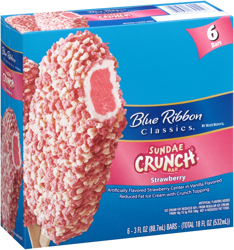 slide 1 of 4, Blue Ribbon Sundae Crunch Bar, Strawberry, 6 ct