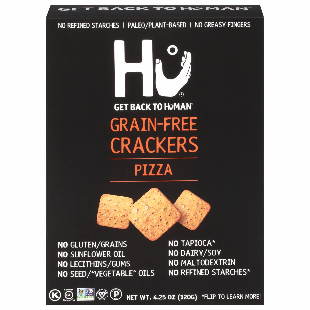 slide 1 of 9, Hu Get Back To Human Grain-Free Pizza Crackers 4.25 oz, 4.25 oz